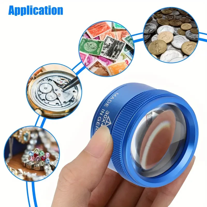 30X Portable Pocket Magnifying Glass - Handheld Magnifier for Watch Repair and Jewelry Making