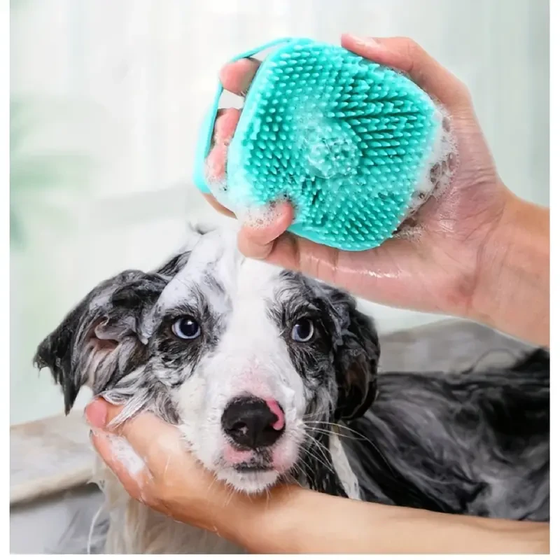 2pcs Silicone Pet Shampoo Brush with Shampoo Storage - Gentle Massage and Grooming Tool for Dogs and Cats
