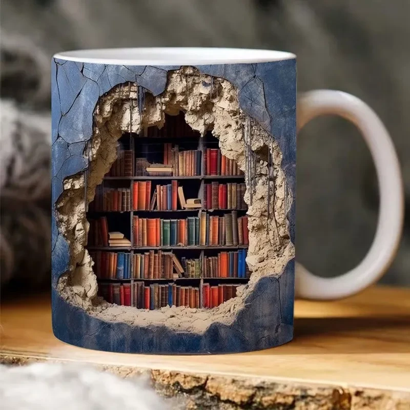 Library Shelf Ceramic Mug