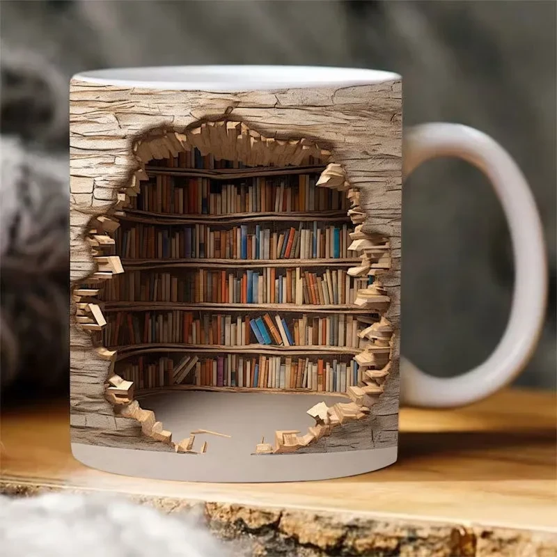 Library Shelf Ceramic Mug