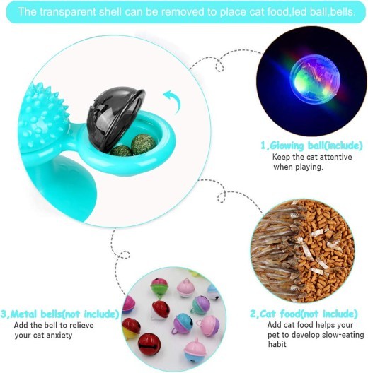 Animal Doll Stuffed Cat Pet Catnip Grass Toy Interactive Windmill Cat Toys With Catnip Cat Toys For Indoor Cats Funny Kitten Toys With LED Light Ball Suction Cup Cat Nip Toy For Cat Chew Exerc