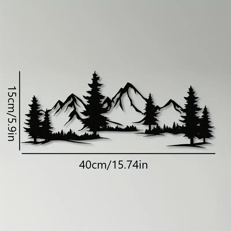 Rustic Metal Forest Mountain Wall Decor - Perfect for Nursery, Living Room, and Christmas Gifts