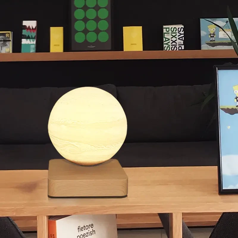 Floating Jupiter LED Table Lamp - Levitate & Rotate Night Light with Touch Control
