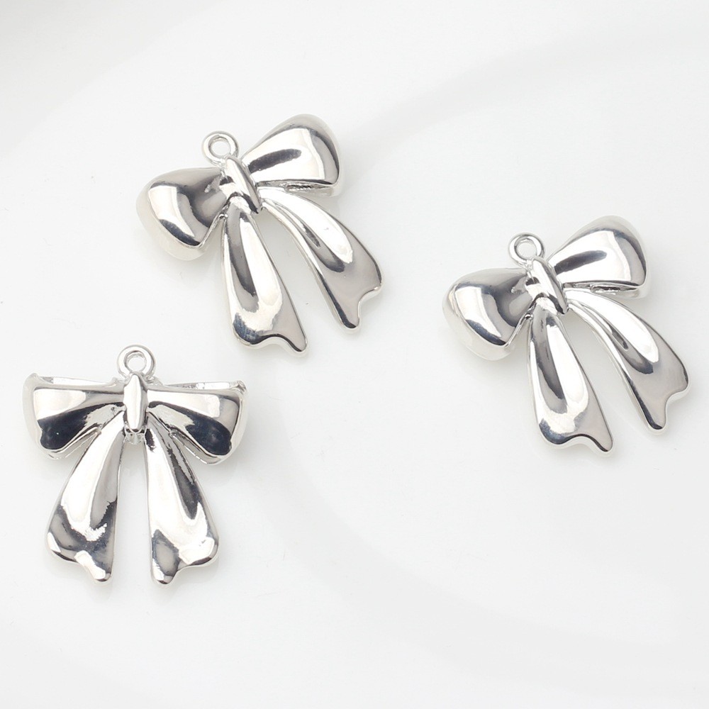Korean Style Fashionable Simple Alloy Bow Silver-plated Pendant Accessorie