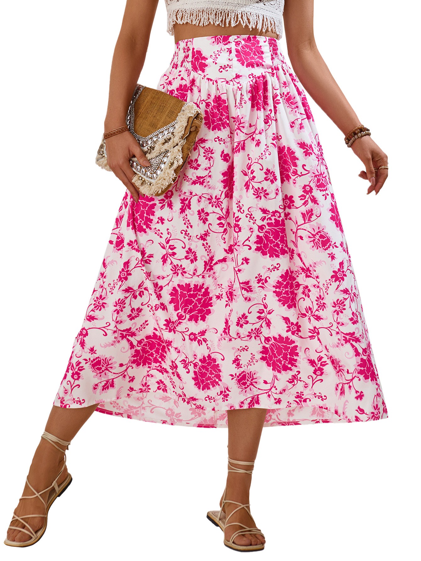 European And American Hot Print Casual Waist Tight Fresh Air Skirt