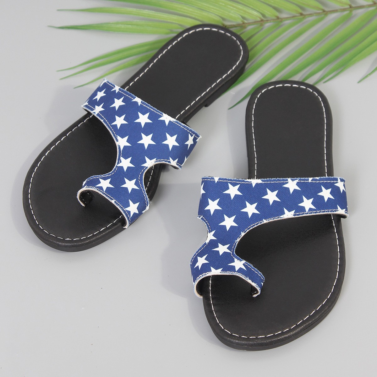 Plus Size Printed Ethnic Style Casual Toe Covering Flip-flops