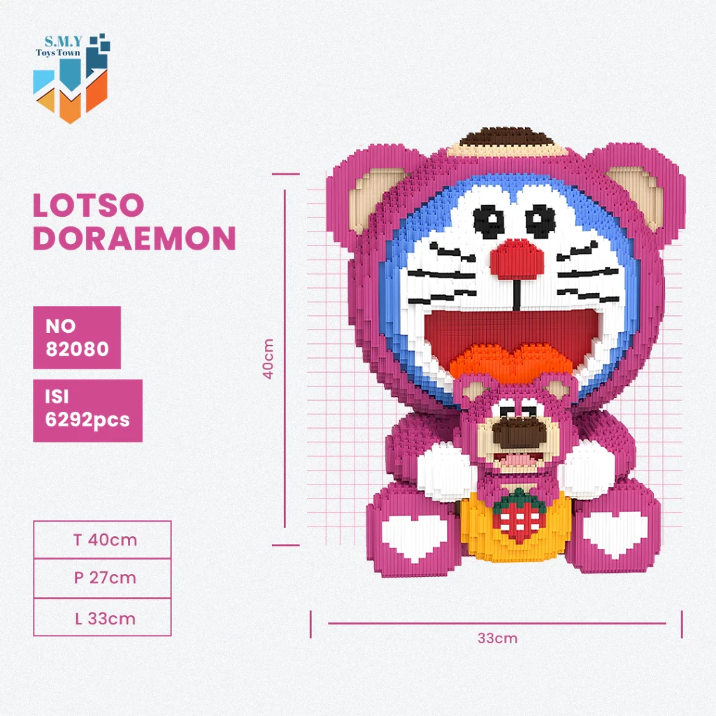 SMY Toystown Nano Blocks Lotso Bear Big Series 3D Model, Toy Block Stacking, DIY Construction Block, Jumbo Bricks Magic Block Animation