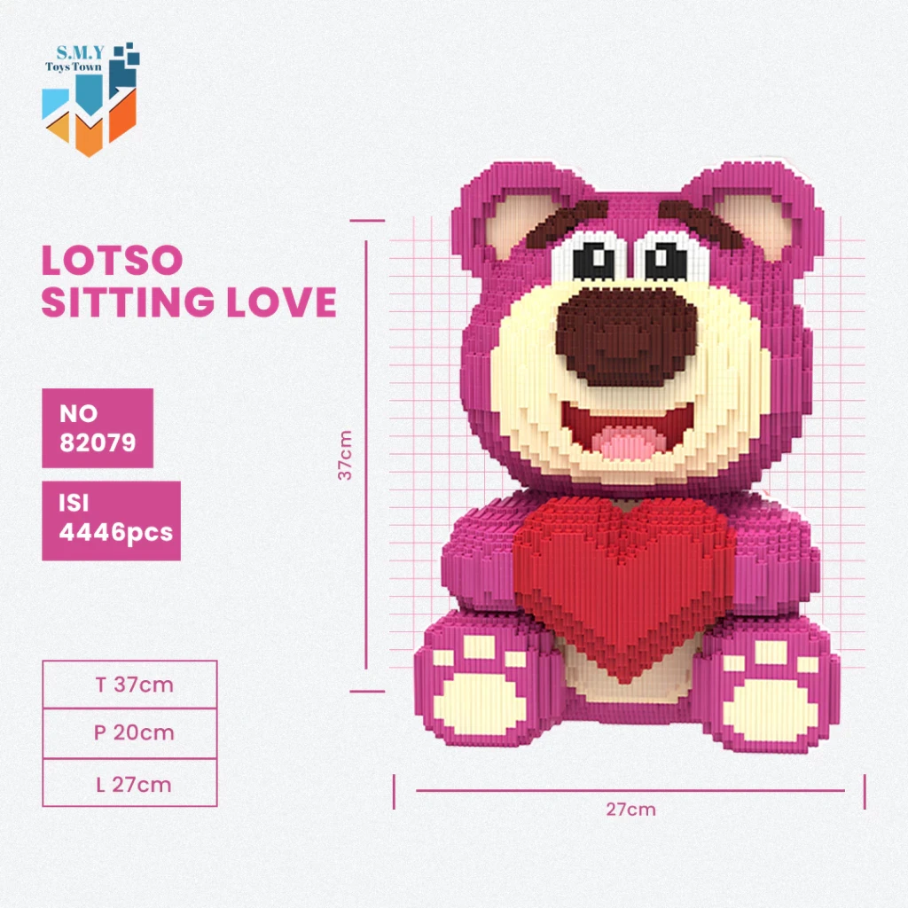 SMY Toystown Nano Blocks Lotso Bear Big Series 3D Model, Toy Block Stacking, DIY Construction Block, Jumbo Bricks Magic Block Animation