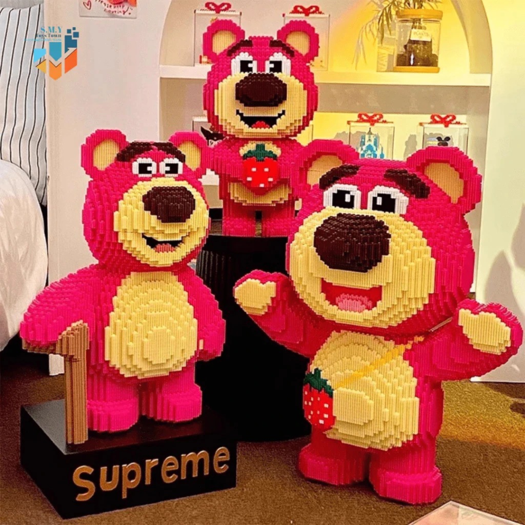 SMY Toystown Nano Blocks Lotso Bear Big Series 3D Model, Toy Block Stacking, DIY Construction Block, Jumbo Bricks Magic Block Animation