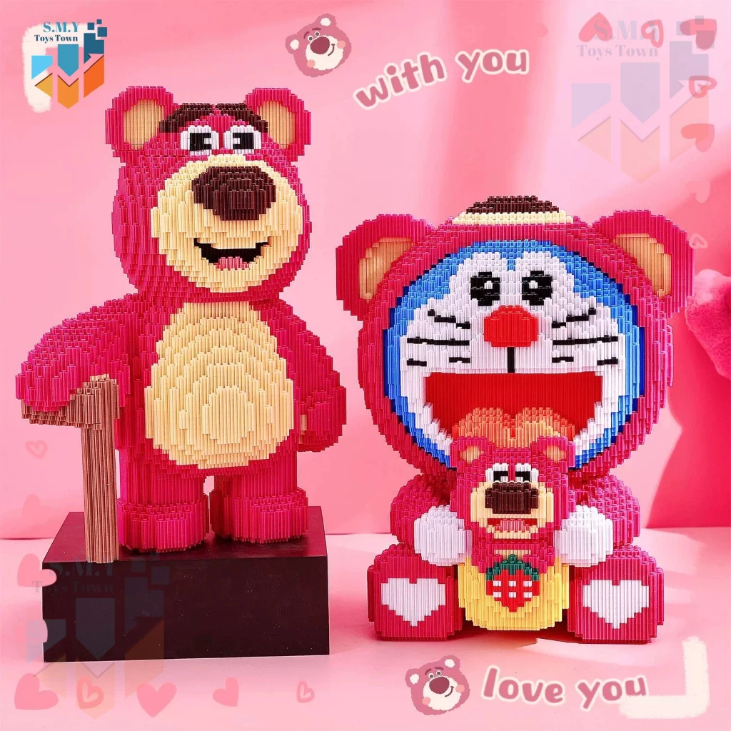 SMY Toystown Nano Blocks Lotso Bear Big Series 3D Model, Toy Block Stacking, DIY Construction Block, Jumbo Bricks Magic Block Animation