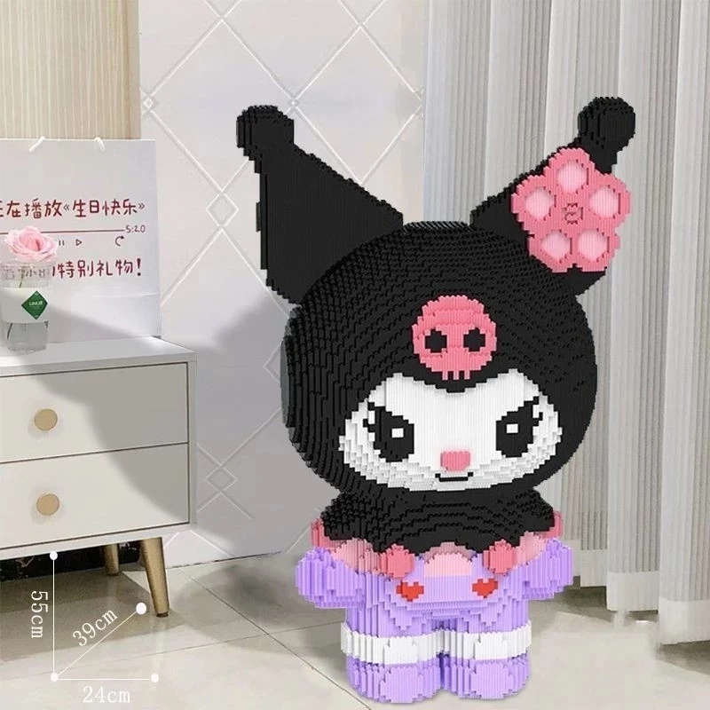 55CM Large Nano Block Sanrio Anime Series Bricks Education Nano Block 11000PCS Kuromi Free Accessories Hammer 3D