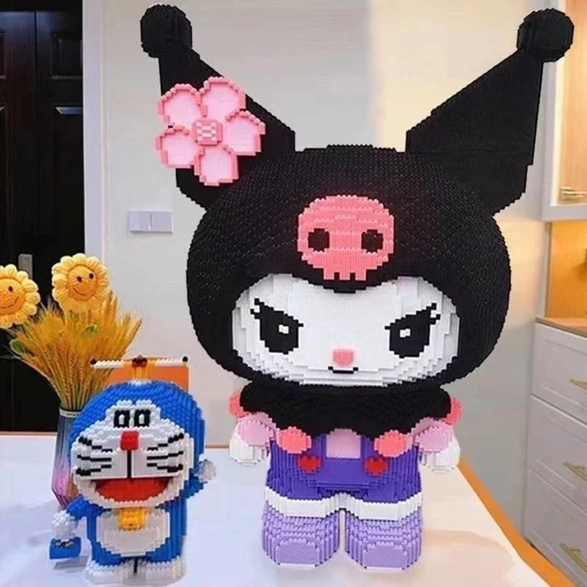 55CM Large Nano Block Sanrio Anime Series Bricks Education Nano Block 11000PCS Kuromi Free Accessories Hammer 3D