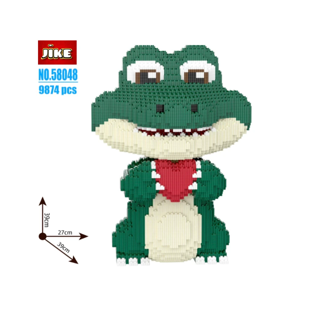 JiKE Nano Blocks BIG Series Character Crocodile Love 3D Model , Toy Block Stacking Crocodile Hold Love