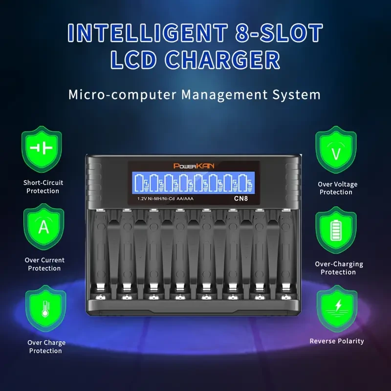 PowerKAN 8-slot AA AAA Battery Charger