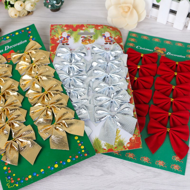 Christmas Decoration Supplies Christmas Tree Pendant Small Bowknot 12 Pieces
