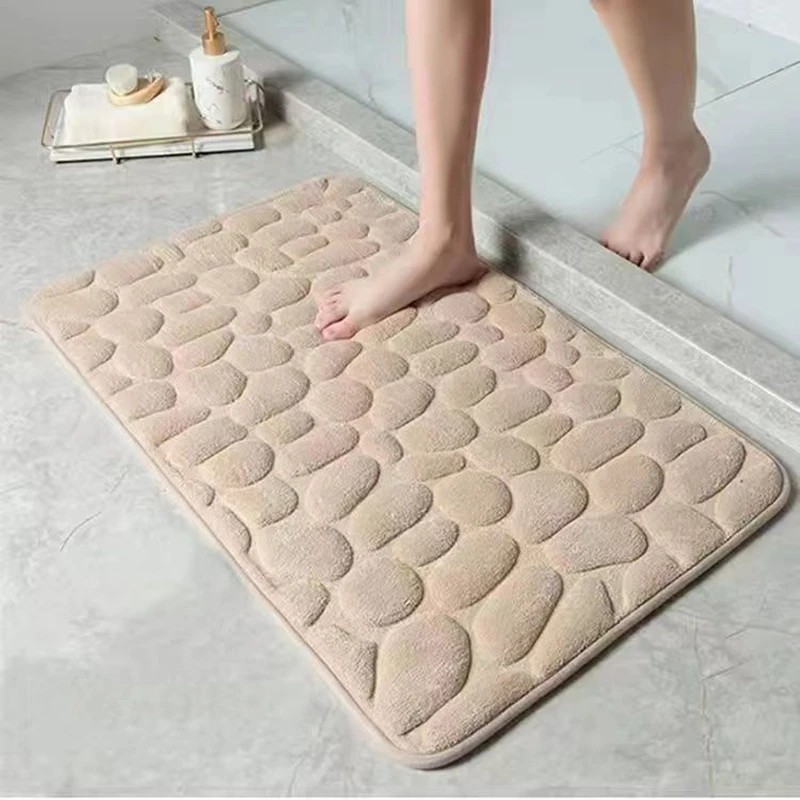 3D Non-Slip Bathroom Mat Cobblestone Embossed Bath Mats