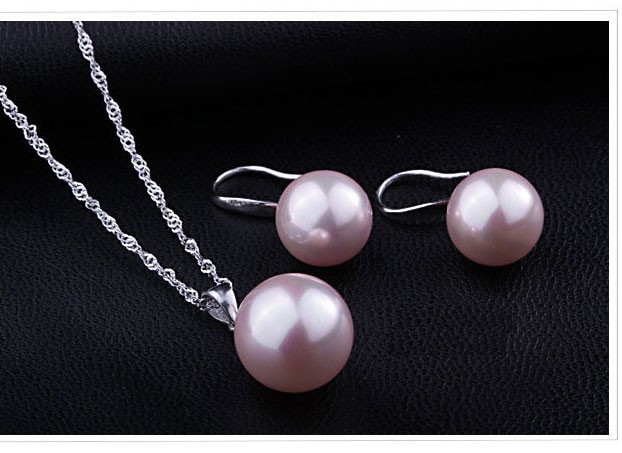 Freshwater Pearl Pendant Necklace Real 925 Sterling Silver Jewelry Set for Women