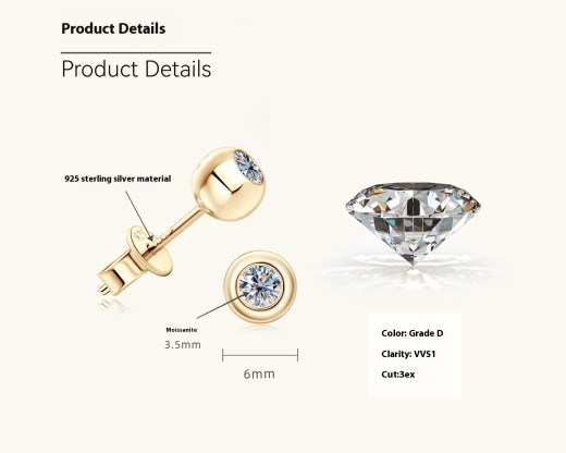 Amazon Foreign Trade Small And Personalized Water Bubble Moissanite Ear Studs