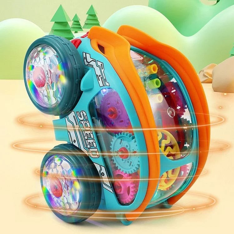 Dynamic Gear-Powered Car with LED Lights