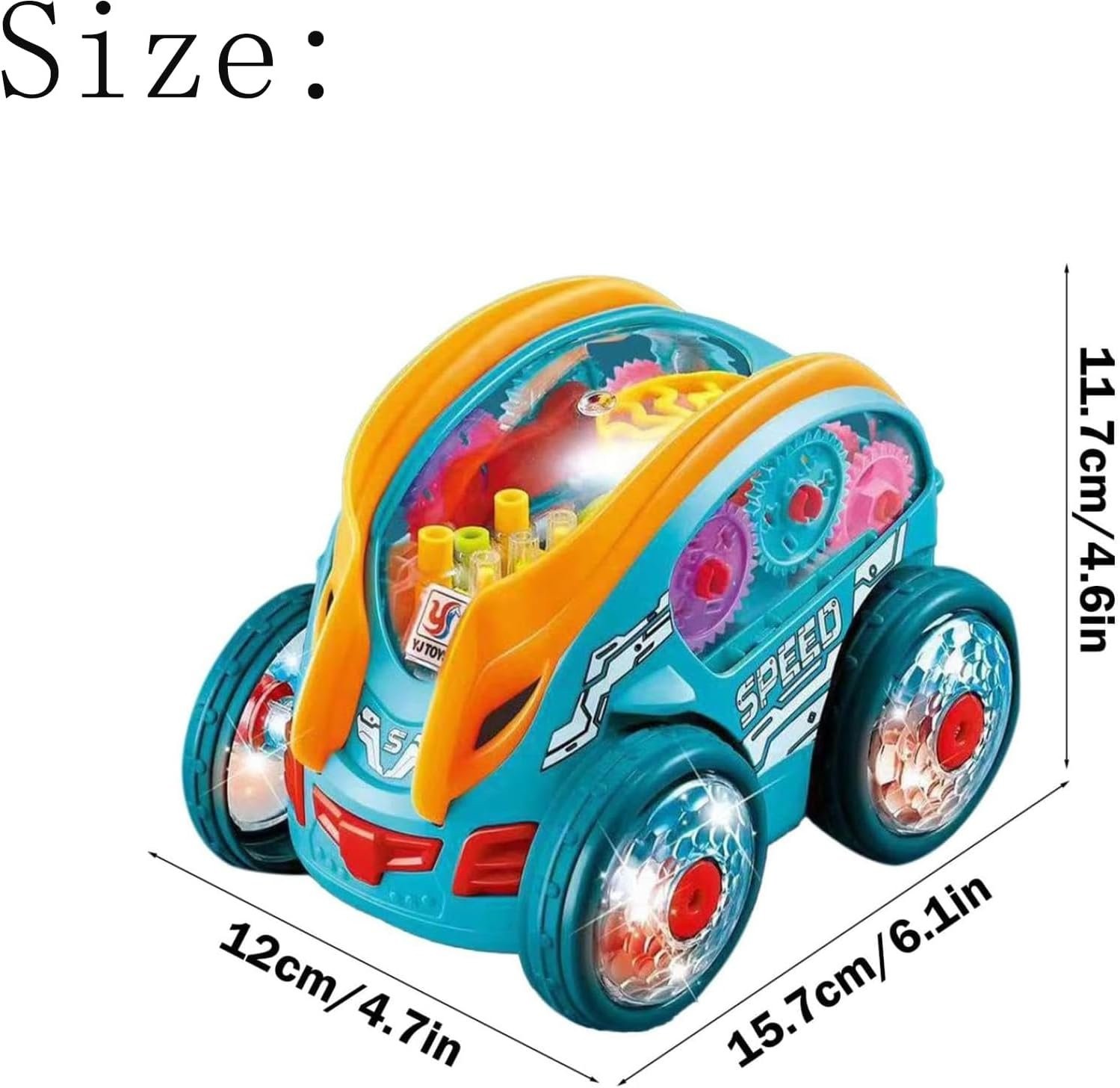Dynamic Gear-Powered Car with LED Lights