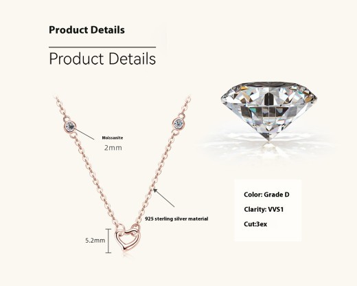 Heart-shaped Diamond Necklace Heart-shaped Pendant Clavicle Chain