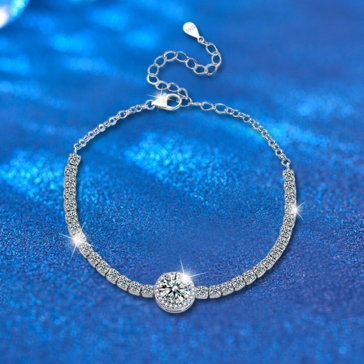Female Starry Moissanite 925 Silver Bracelet