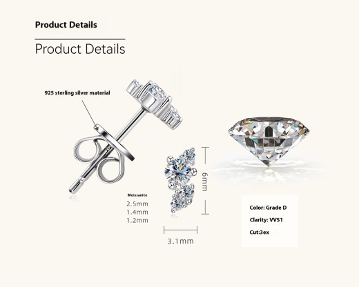 Fashion Simple Diamond Stud Earrings Female Personality Trendy Cool Style Earrings