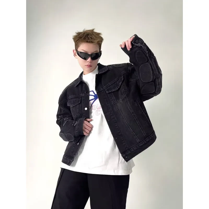 Ripped Moto Denim Jacket Men's