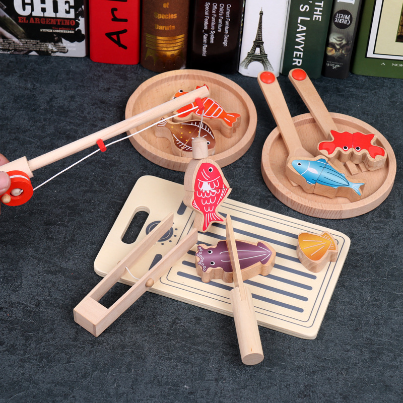 Multifunctional Magnetic Fishing Set Children's Educational Wooden Toys