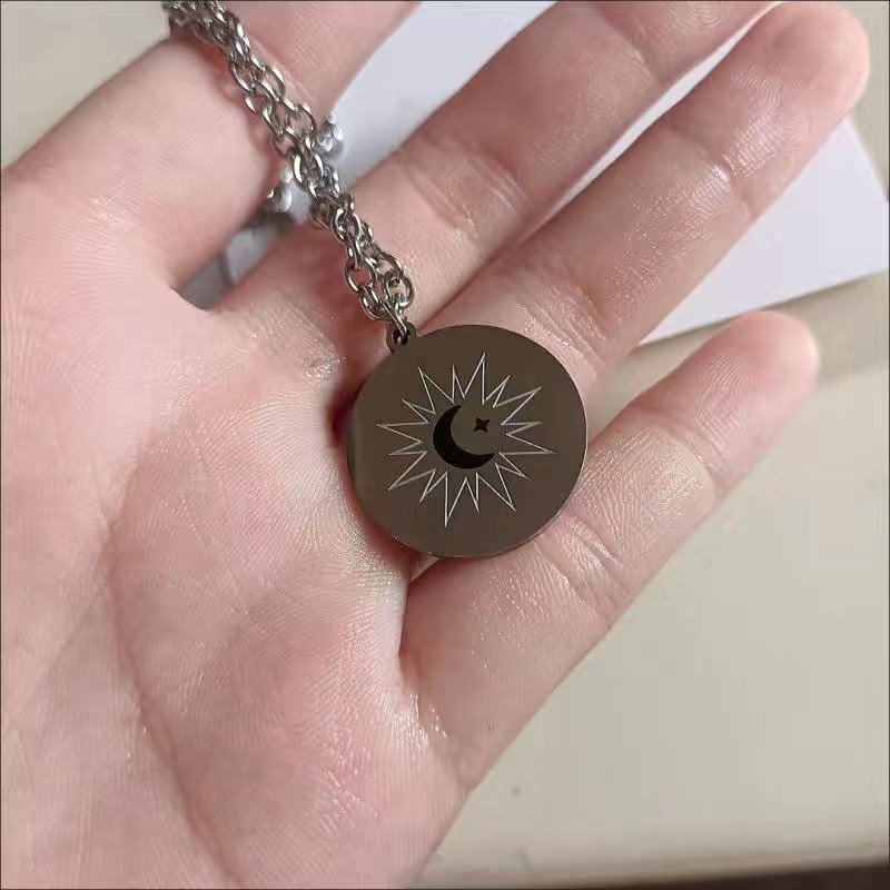 Moon Star Circular Pendant Necklace