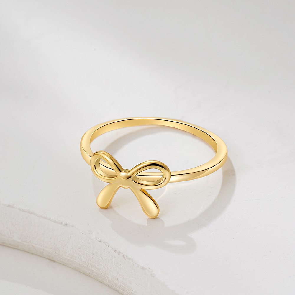 Minimalist Fashion Gold Color Stainless Steel Bow Ring