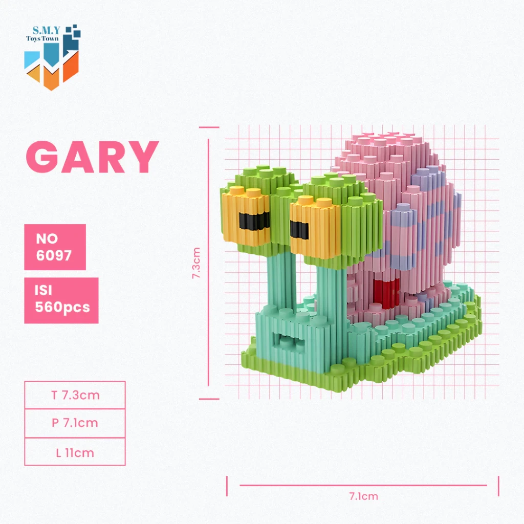 SMY Toystown Nano Blocks Spongebob and Friends 3D Model, Toy Block Stacking, Mini Bricks DIY Construction, Decoration Character