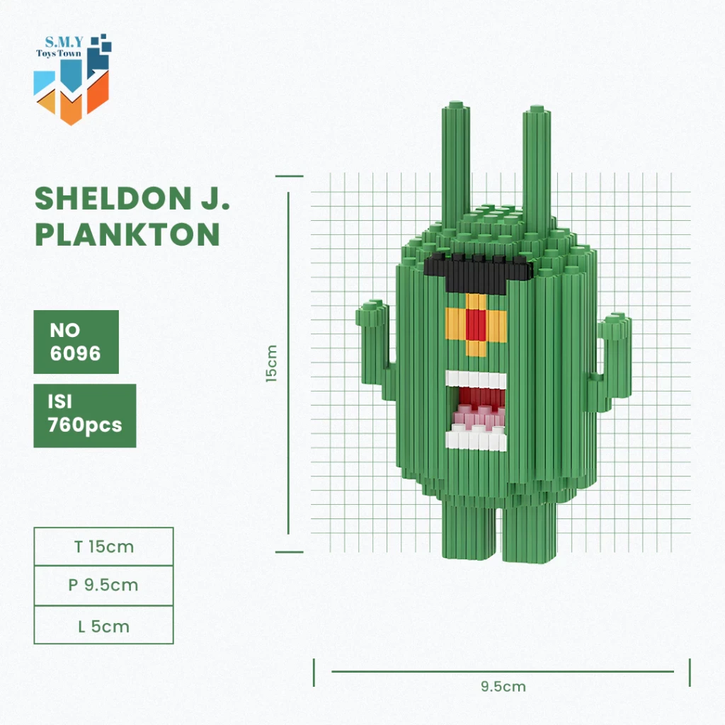 SMY Toystown Nano Blocks Spongebob and Friends 3D Model, Toy Block Stacking, Mini Bricks DIY Construction, Decoration Character
