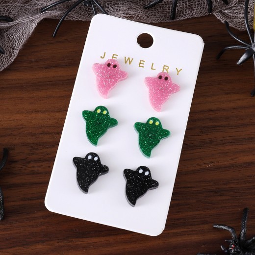 Halloween Cute Colorful Ghost Earings Set