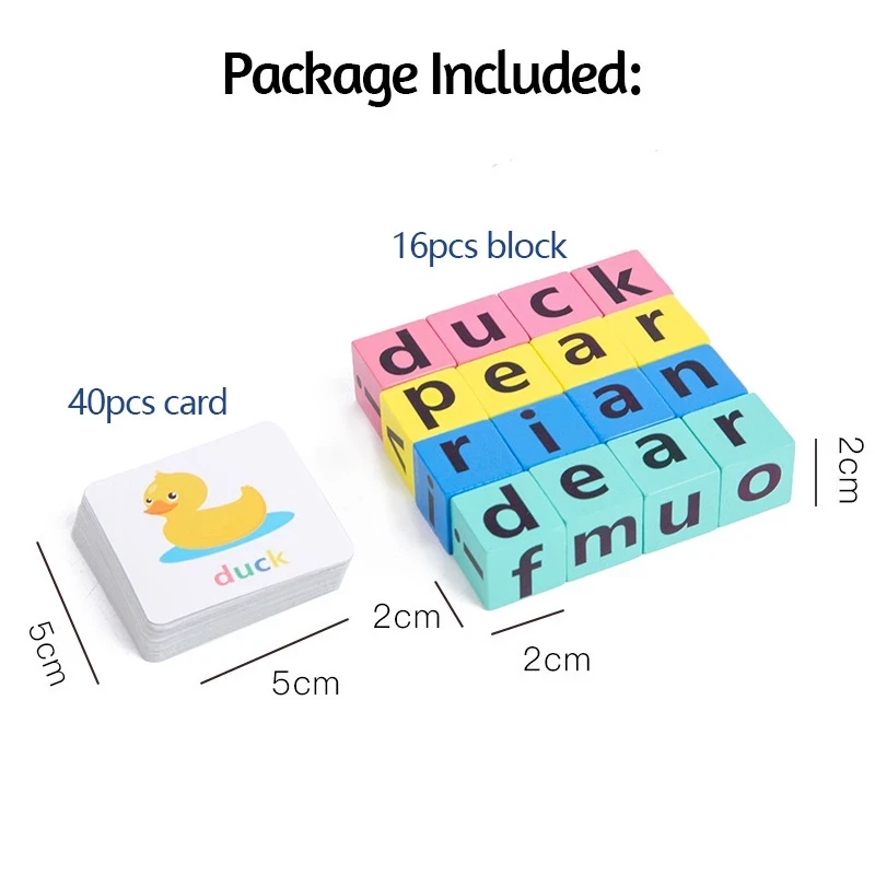 Letters Spelling Blocks Flash Cards English Word Game Early Educational Toys For Kids
