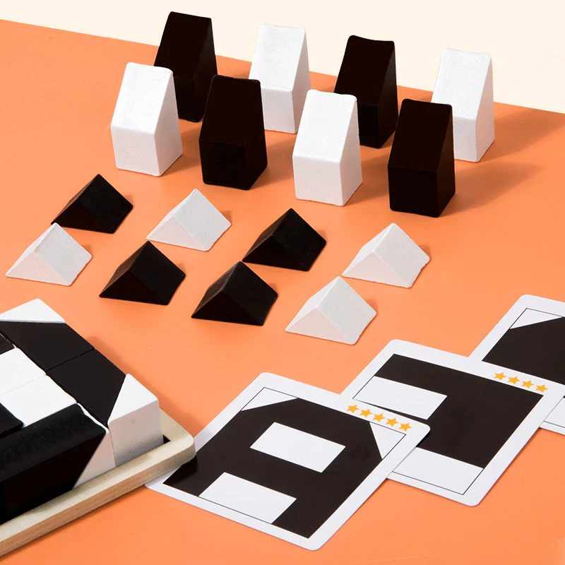 3D Wood Hiding Blocks Geometric Shapes Kids Logical Thinking Training Educational Toys