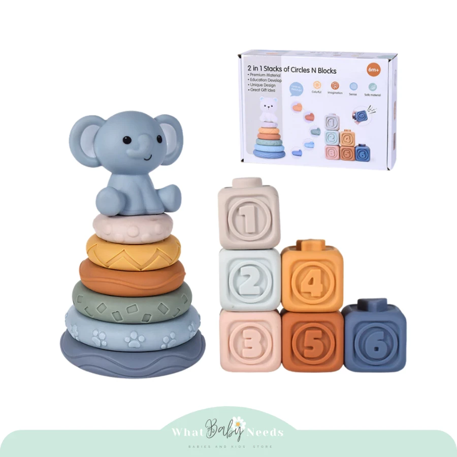 Koala and Bunny Silicone Toy (Silicone Block & Ring Donut) Children's Educational Toy