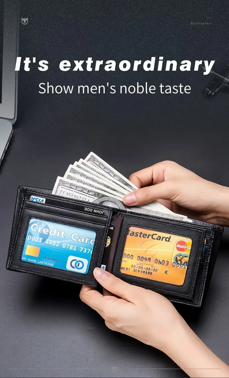 1pc Luxury Men's Top-Grain Cowhide Wallet - Spacious Multi Card Slots Large Capacity Card Bag - Durable and Stylish Accessory for Everyday Carry