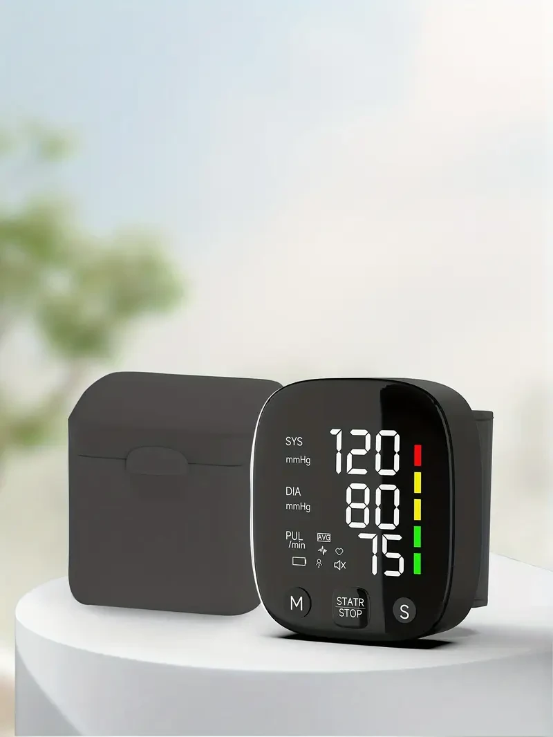 Rechargeable LED Wrist Blood Pressure Monitor with English Voice Broadcast and Storage Box