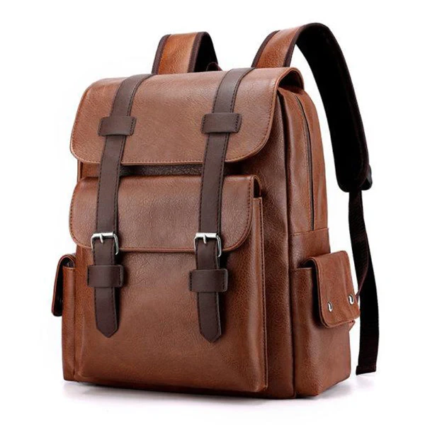 Vintage Fashion Leather Multi Pocket Backpack