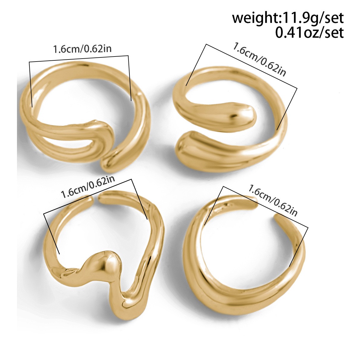 DIEZI One Set Irregular Geometric Rings