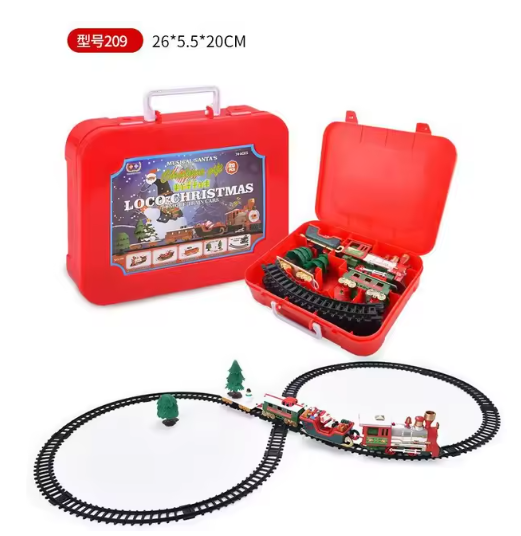 Electric Christmas Train Toys Gifts for Kids Railway Cars Racing Tracks With Music Santa Claus Christmas Tree Decoration Trains