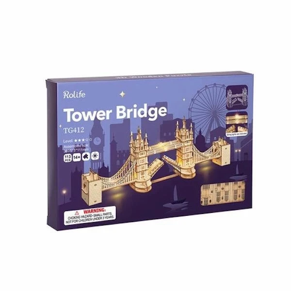 Robotime Rolife Tower Bridge with Lights 3D Wooden Puzzle TG412 Hobby And Toys Collection