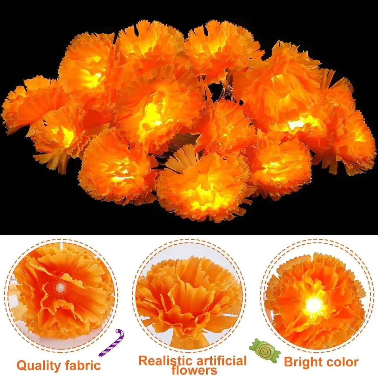 Halloween Lighting Chain LED French Marigold Lilac