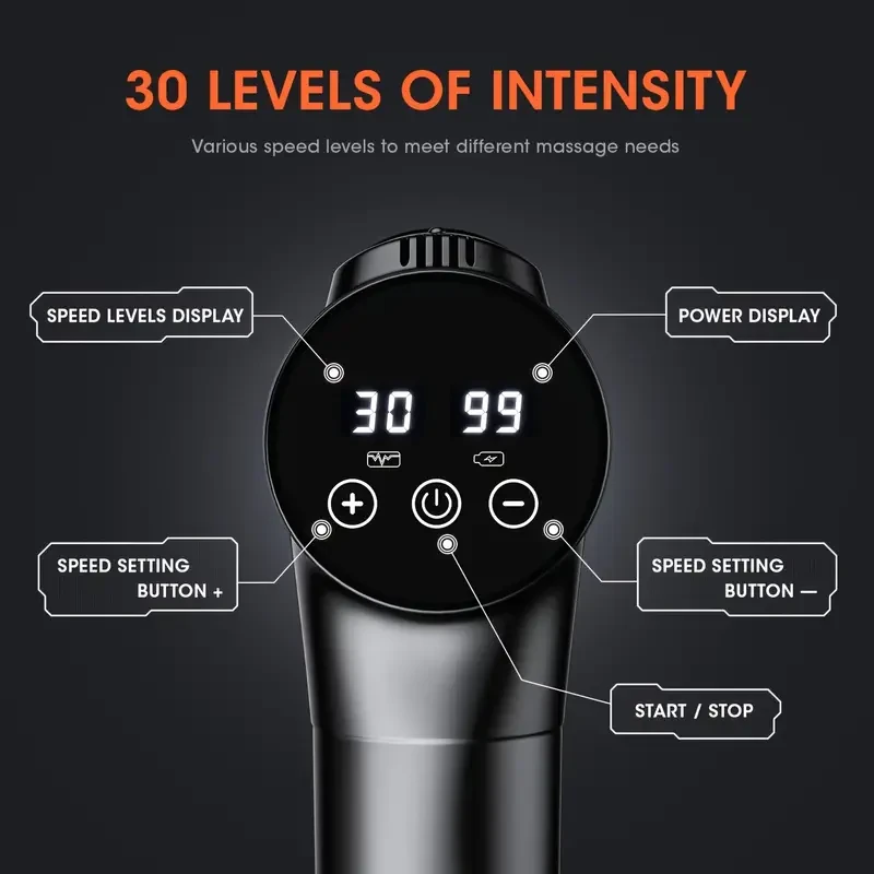 Massage Gun Deep Tissue - Percussion Massage Gun with 9 Attachments & 30 Speed