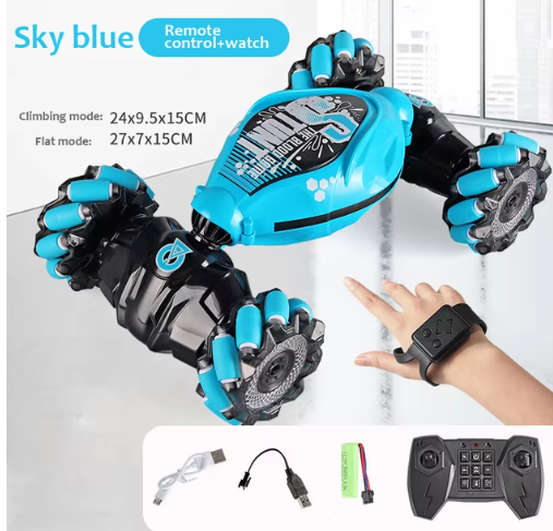 4WD RC Drift Car With Music Led Lights 2.4G Gesture Radio Remote Control Spray Stunt Car 360 Rotating Climbing Car Toys Gift