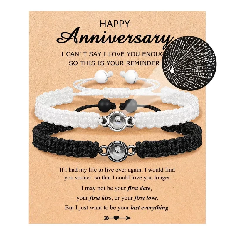 Projection Stone Bracelet Suit Hand-woven Couple Bracelet Adjustable Bracelet