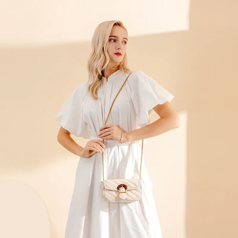 Embroidered Chain Design Crossbody Mini Bag