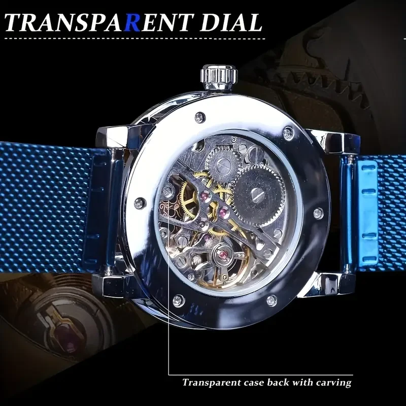 Stylish Men's Mechanical Watch with Skeleton Design