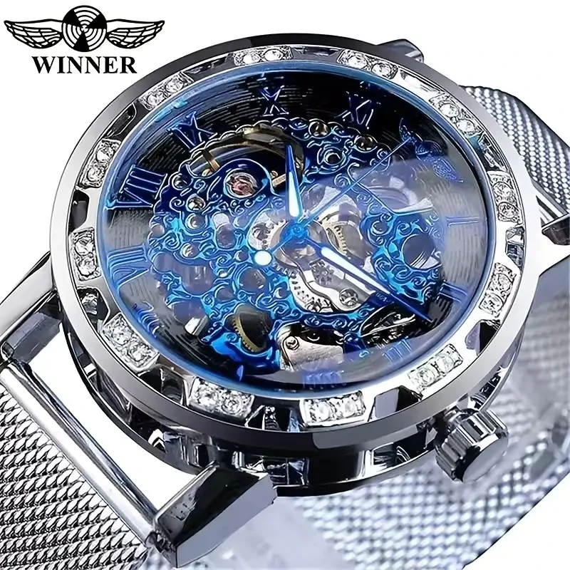 Stylish Men's Mechanical Watch with Skeleton Design